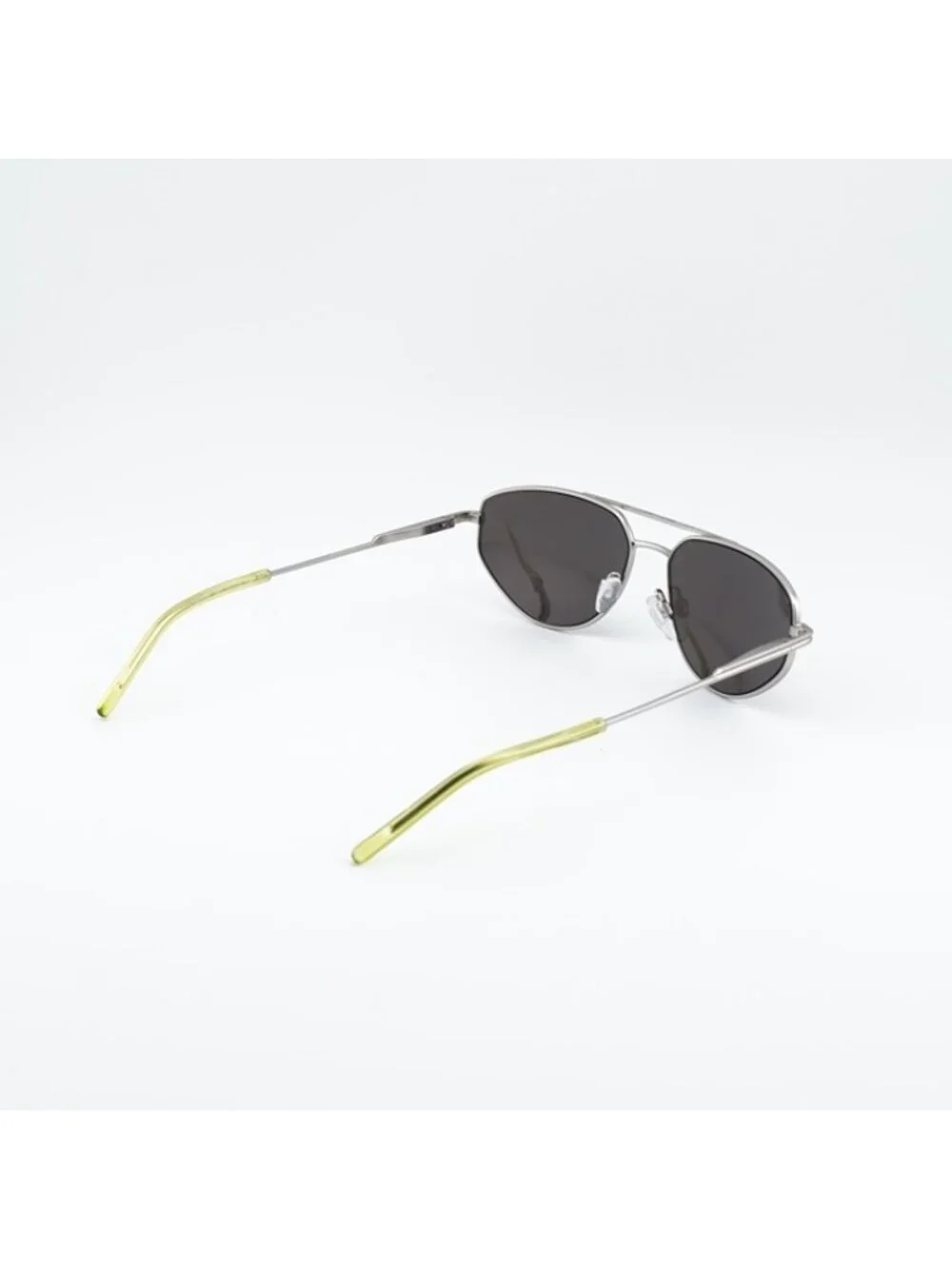 DKNY DK117S 045 Sunglasses Satin Silver Square Frame, Kiwi Lenses
